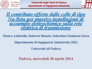 Universit degli Studi di Padova Dipartimento di Ingegneria