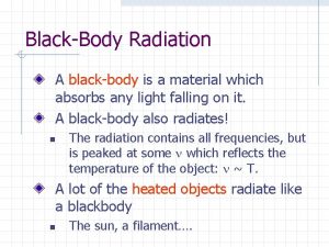 BlackBody Radiation A blackbody is a material which