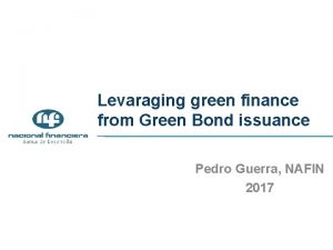 Levaraging green finance from Green Bond issuance Pedro