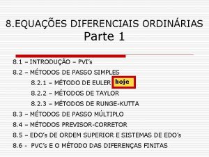 8 EQUAES DIFERENCIAIS ORDINRIAS Parte 1 8 1