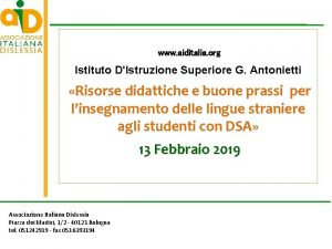 www aiditalia org Istituto DIstruzione Superiore G Antonietti