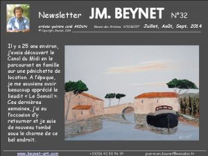 Newsletter artistepeintre cot AKOUN JM BEYNET Maison des