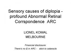 Sensory causes of diplopia profound Abnormal Retinal Corrspondence