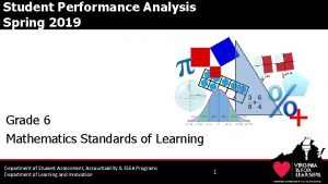 Student Performance Analysis Spring 2019 Grade 6 Mathematics