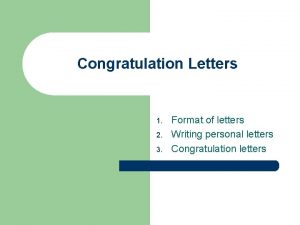 Congratulation Letters 1 2 3 Format of letters