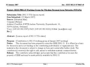 18 January 2007 doc IEEE 802 15 070663