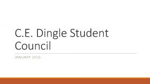 C E Dingle Student Council JANUARY 2016 The