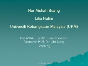 Nor Aishah Buang Lilia Halim Universiti Kebangsaan Malaysia