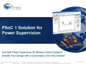 PSo C 1 Solution for Power Supervision FailSafe