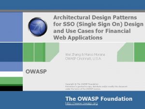 Architectural Design Patterns for SSO Single Sign On