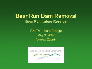 Bear Run Dam Removal Bear Run Nature Reserve