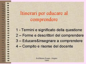 Educare al comprendere