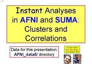 1 Instant Analyses in AFNI and SUMA SUMA