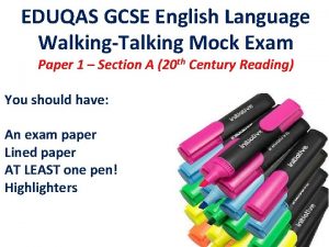 EDUQAS GCSE English Language WalkingTalking Mock Exam Paper