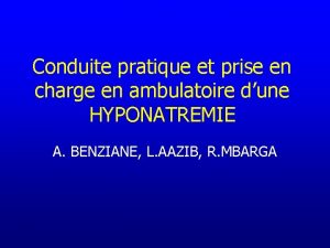 Prise en charge hyponatremie