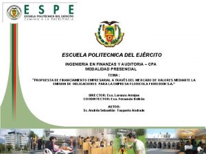 ESCUELA POLITECNICA DEL EJRCITO INGENIERIA EN FINANZAS Y