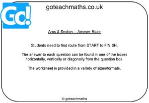Arcs Sectors Answer Maze Students need to find