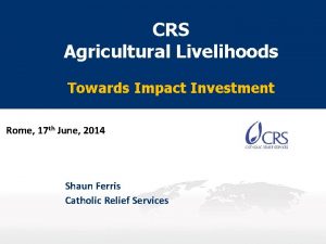 CRS Agricultural Livelihoods Towards Impact Investment Rome 17