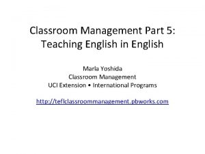Classroom Management Part 5 Teaching English in English