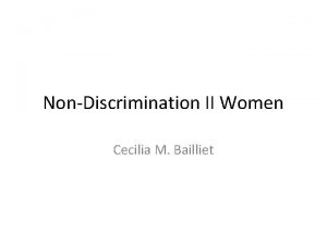NonDiscrimination II Women Cecilia M Bailliet Klin Knzli