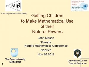 Promoting Mathematical Thinking Getting Children to Make Mathematical