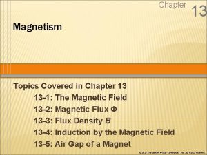 Chapter 13 Magnetism Topics Covered in Chapter 13