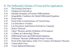 B The Differential Calculus of Forms and Its