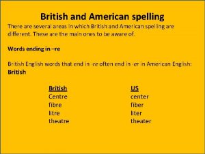 British and American spelling There are several areas