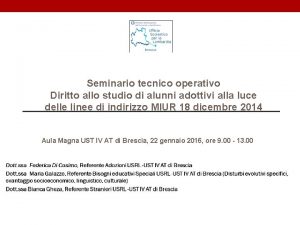 Seminario tecnico operativo Diritto allo studio di alunni