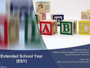 Extended School Year ESY Crystal Richardson Alabama State