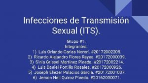 Infecciones de Transmisin Sexual ITS Grupo 1 Integrantes