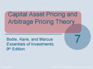Capital Asset Pricing and Arbitrage Pricing Theory Bodie