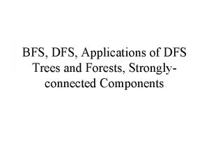 BFS DFS Applications of DFS Trees and Forests