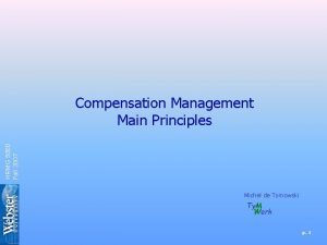 HRMG 5000 Fall 2007 Compensation Management Main Principles
