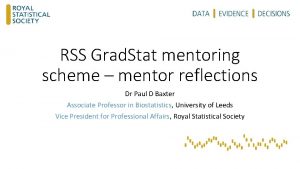 RSS Grad Stat mentoring scheme mentor reflections Dr