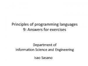Principles of programming languages 9 Answers for exercises