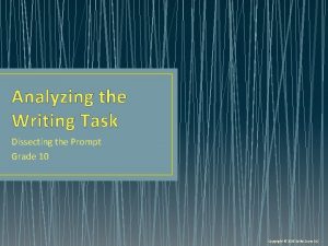 Analyzing the Writing Task Dissecting the Prompt Grade