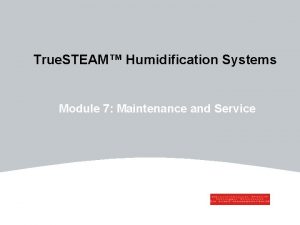 True STEAM Humidification Systems Module 7 Maintenance and