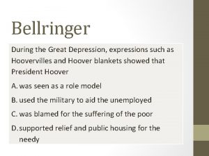 Bellringer During the Great Depression expressions such as