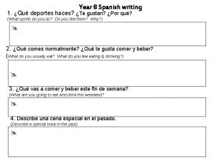 Year 8 Spanish writing 1 Qu deportes haces