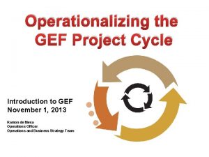 Operationalizing the GEF Project Cycle Introduction to GEF