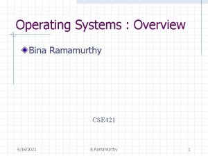 Operating Systems Overview Bina Ramamurthy CSE 421 6162021