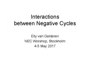 Interactions between Negative Cycles Elly van Gelderen NEC