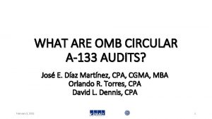 WHAT ARE OMB CIRCULAR A133 AUDITS Jos E
