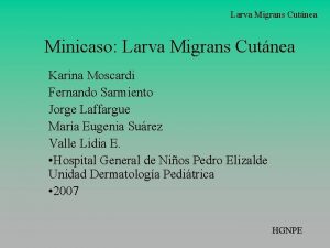 Larva Migrans Cutnea Minicaso Larva Migrans Cutnea Karina