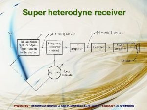 Super heterodyne receiver Prepared by Abdullah BaSulaiman Yasser