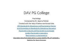 DAV PG College Psychology Composed by Dr Aparna