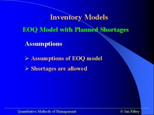 Eoq model assumptions