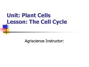 Unit Plant Cells Lesson The Cell Cycle Agriscience