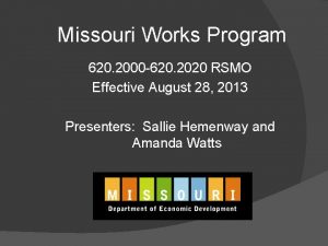 Missouri Works Program 620 2000 620 2020 RSMO